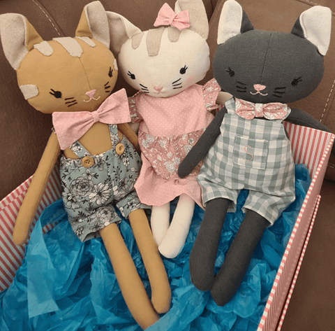 cat dolls made with studio seren cat sewing pattern