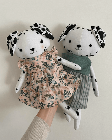 handmade dog dolls made with studio seren dog sewing pattern