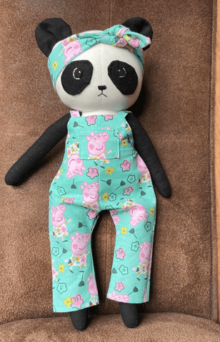handmade panda bear doll made with studio seren teddy bear sewing pattern