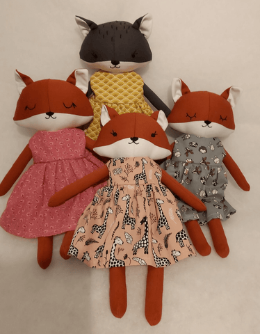 handmade fox dolls made with studio seren fox sewing pattern