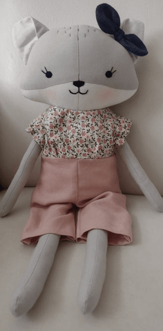 handmade wolf doll made with studio seren wolf sewing pattern