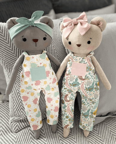 handmade bear dolls made with studio seren teddy bear sewing pattern