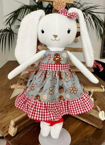 christmas bunny doll made with studio seren bunny sewing pattern