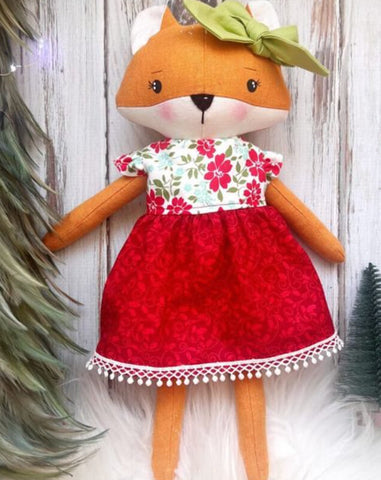 christmas fox doll made with studio seren fox sewing pattern