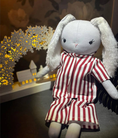 christmas bunny doll made with studio seren sewing pattern