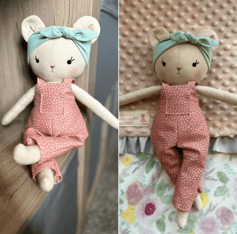 handmade teddy bear doll made with studio seren teddy bear sewing pattern