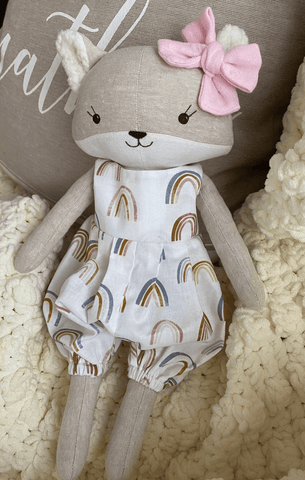 handmade wolf doll made with a studio seren wolf sewing pattern