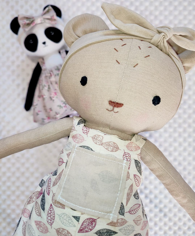 handmade teddy bear made with studio seren bear sewing pattern