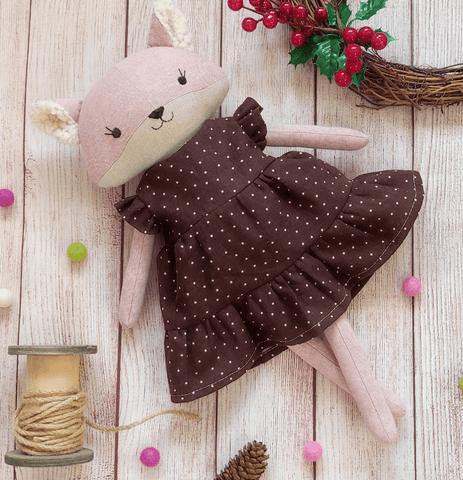 handmade fox doll made with studio seren fox sewing pattern