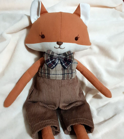 handmade fox doll made with studio seren sewing pattern