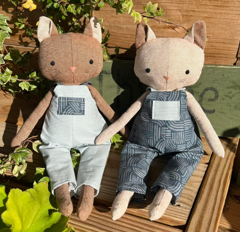 handmade cat dolls made with studio seren sewing pattern