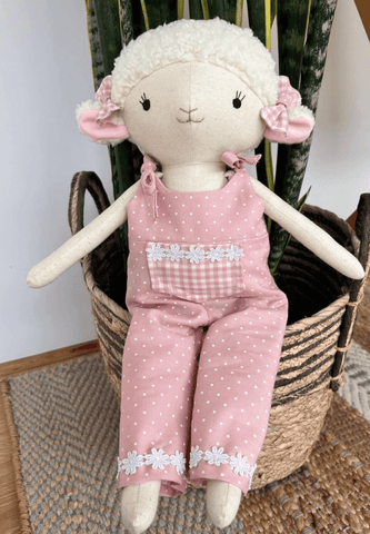 handmade lamb doll made with studio seren lamb sewing pattern
