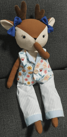 handmade deer doll made using studio seren deer sewing pattern