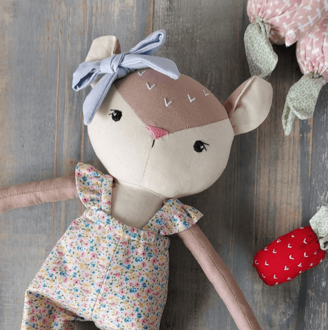 handmade deer doll made with studio seren deer sewing pattern