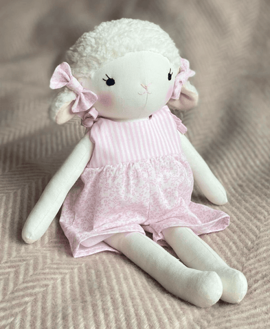 handmade lamb doll made using studio seren lamb sewing pattern