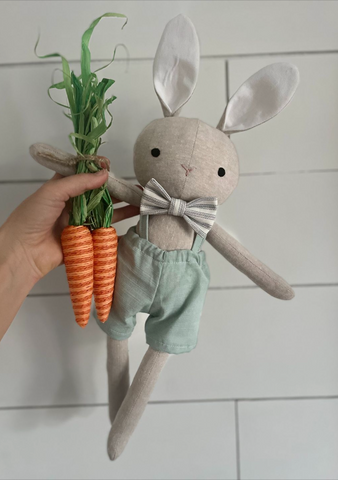 handmade bunny doll made with studio seren bunny sewing pattern