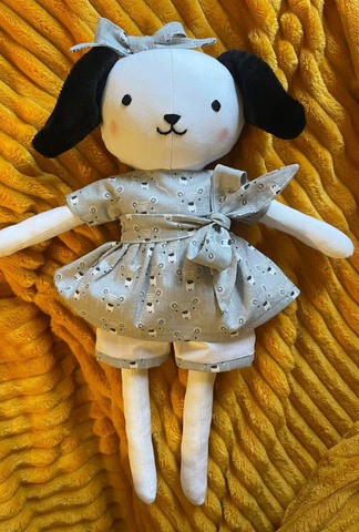 handmade dog doll made using studio seren dog sewing pattern