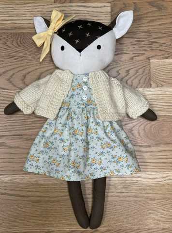 handmade deer doll made using studio seren deer sewing pattern