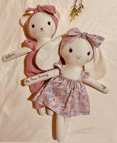 handmade bunnies made with studio seren bunny sewing pattern