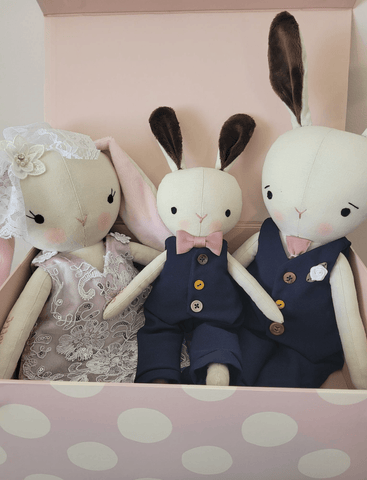 bunny dolls made with studio seren bunny sewing pattern