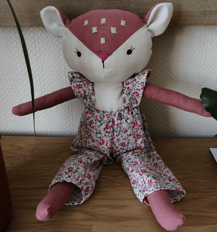 handmade deer doll made with studio seren deer sewing pattern