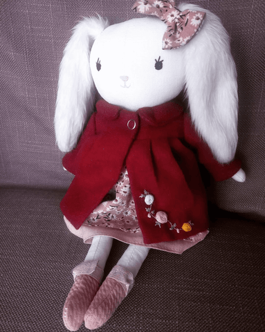 handmade bunny doll made with studio seren bunny sewing pattern