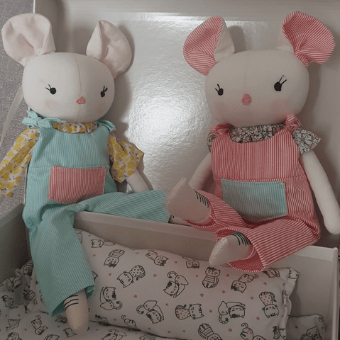 handmade mice dolls made with studio seren mouse sewing pattern