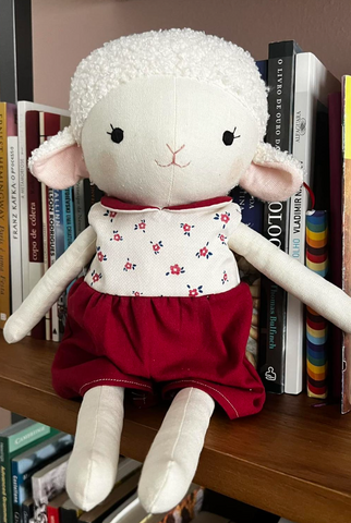 handmade lamb doll made with studio seren lamb sewing pattern