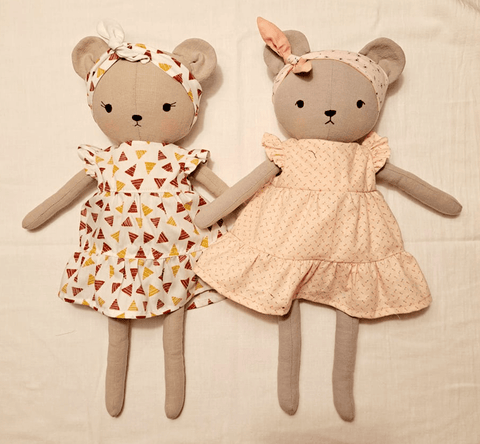 handmade teddy bear dolls made with studio seren bear sewing pattern