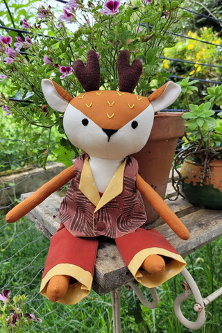 handmade deer doll made with studio seren deer sewing pattern