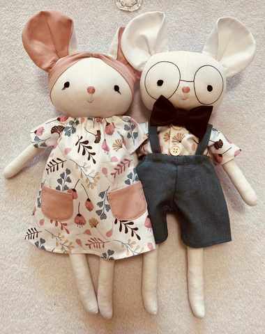 handmade mouse dolls made with studio seren mouse sewing pattern