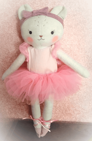 handmade bear ballerina doll made with studio seren teddy bear sewing pattern