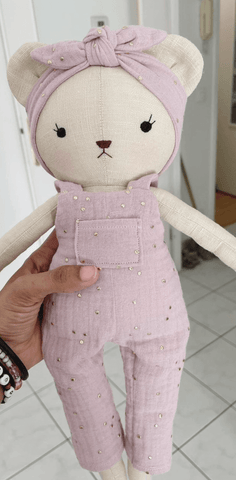 handmade bear doll made with studio seren bear sewing pattern