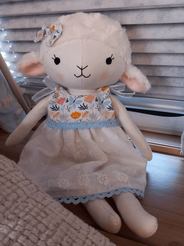 handmade lamb doll made with lamb sewing pattern