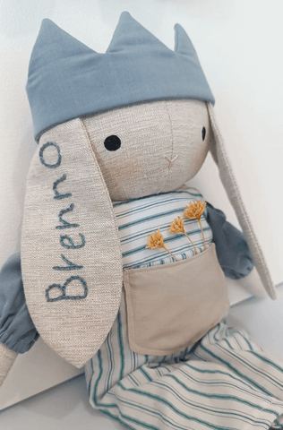 handmade bunny doll made with studio seren bunny sewing pattern