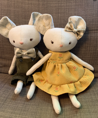 handmade mouse dolls made with studio seren mouse sewing pattern