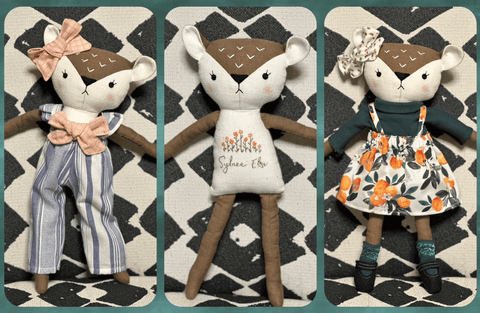 handmade deer dolls made with studio seren deer sewing pattern
