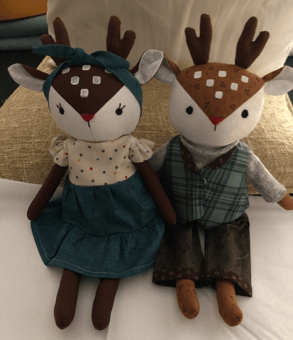 handmade deer dolls made using studio seren deer sewing pattern