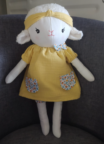 handmade lamb doll made with studio seren lamb sewing pattern