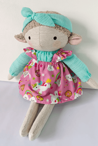 handmade lamb doll made with studio seren lamb sewing pattern