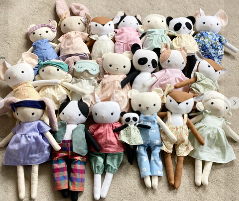 handmade dolls made with studio seren doll sewing patterns