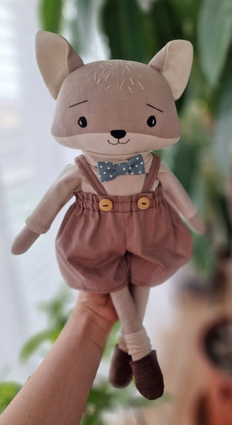 handmade wolf doll made with studio seren wolf sewing pattern