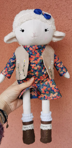 handmade lamb doll made with studio seren lamb sewing pattern