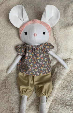 handmade mouse doll made with studio seren mouse sewing pattern