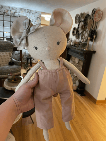 handmade mouse doll made with studio seren mouse sewing pattern