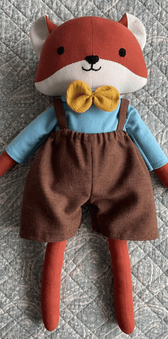 handmade fox doll made with studio seren fox sewing pattern