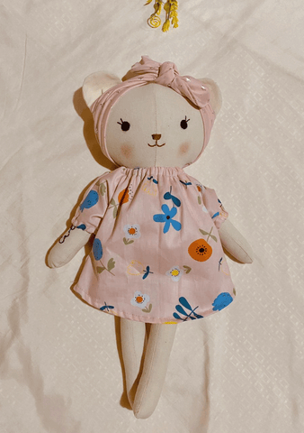 handmade bear doll made with studio seren bear sewing pattern