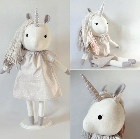 unicorn doll made with studio seren unicorn sewing pattern