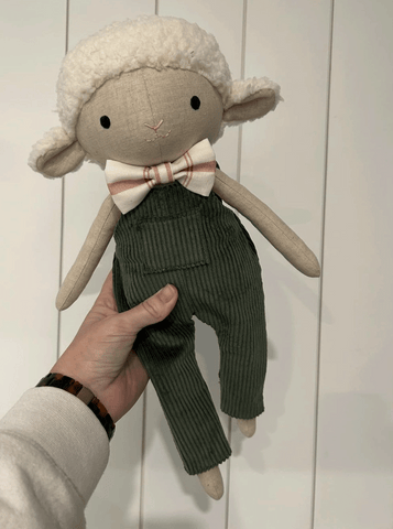 handmade lamb doll made using studio seren lamb sewing pattern