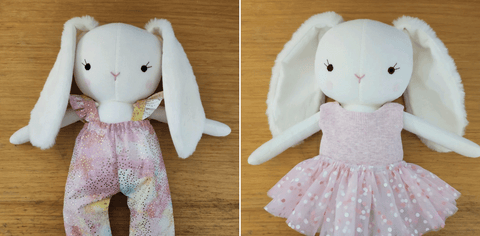 handmade bunny doll made with studio seren bunny sewing pattern